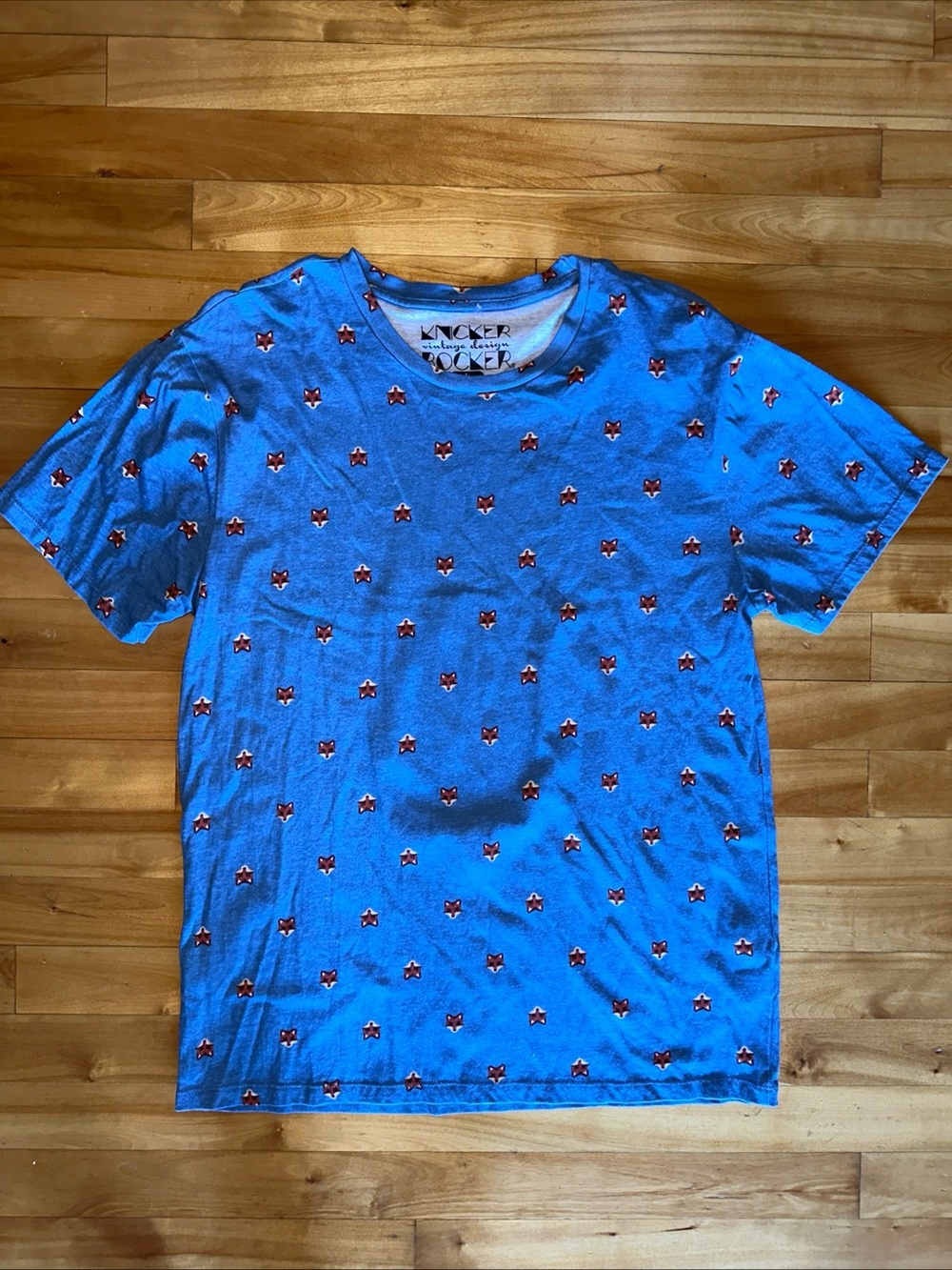 Knicker Bocker Men’s M Short Sleeve T-Shirt Fox Print Crew Neck 100% cotton